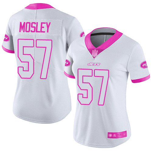New York Jets Limited White Pink Women C.J. Mosley Jersey NFL Football #57 Rush Fashion